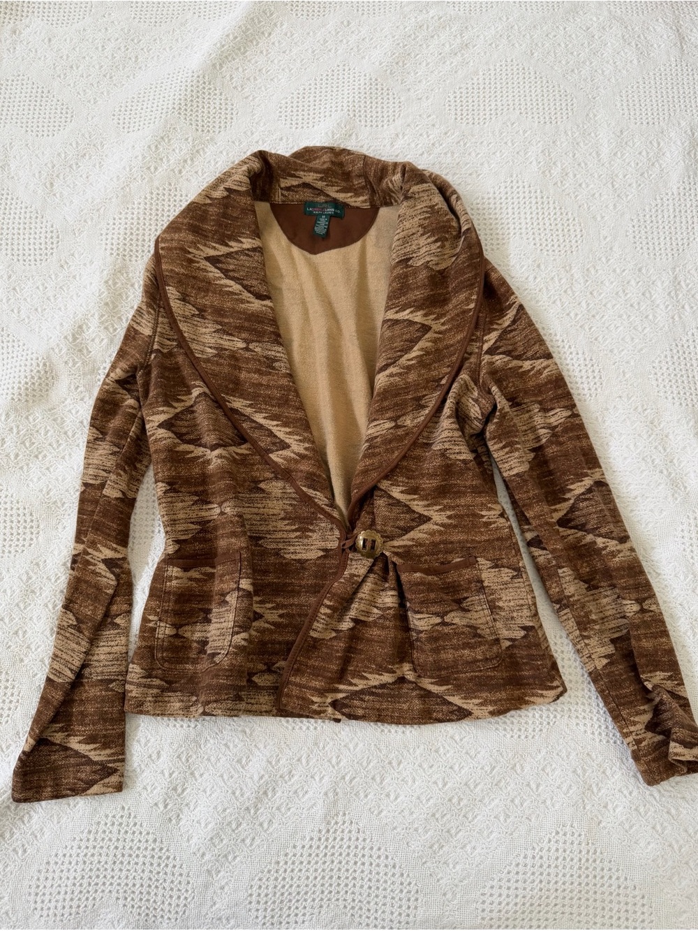 Polo by Ralph Lauren western Brown Patterned Shawl-Collar Blazer